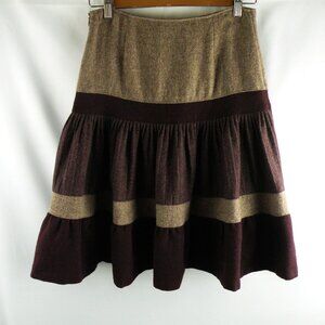 Benetton tiered wool tweed herringbone skirt 38 M